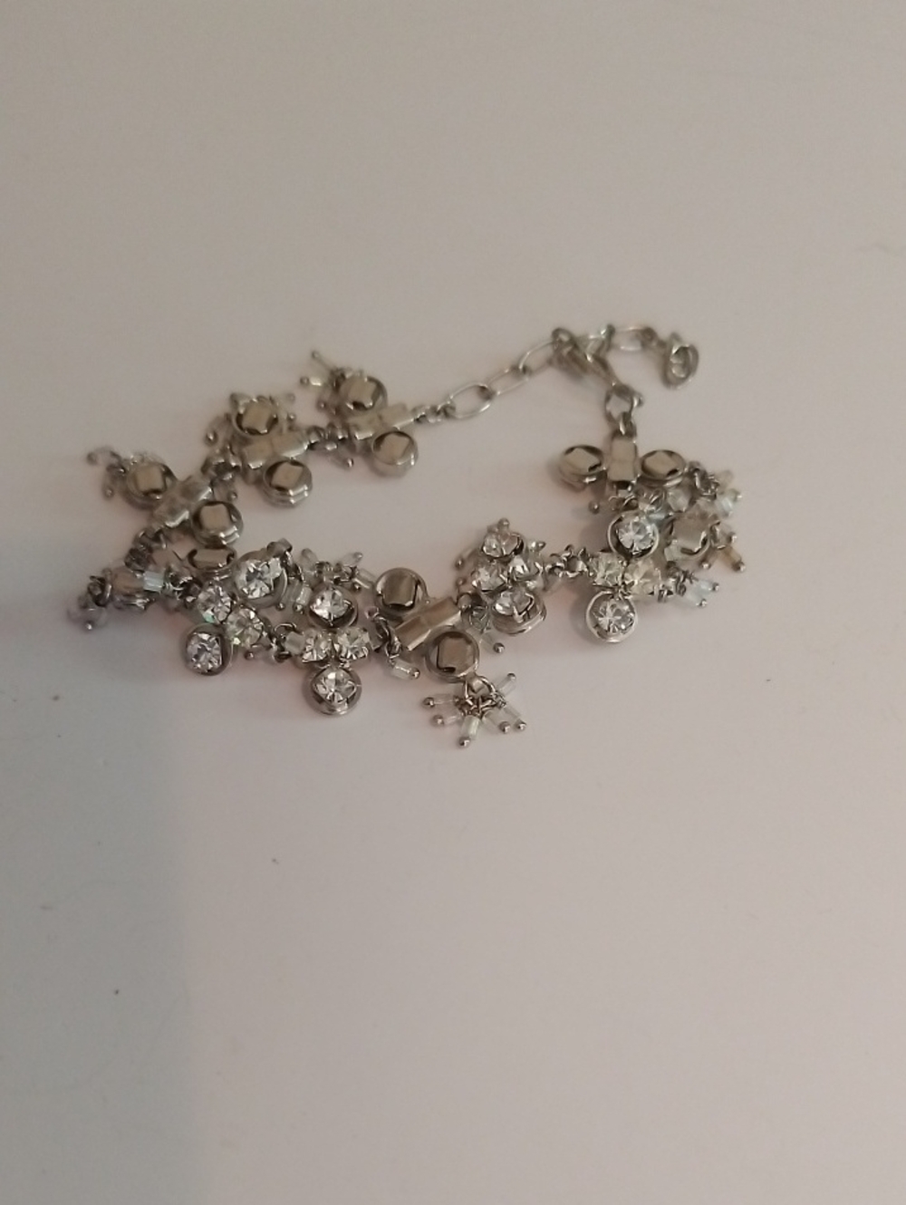Silver Crystal Charm Bracelet - Women's Jewelry